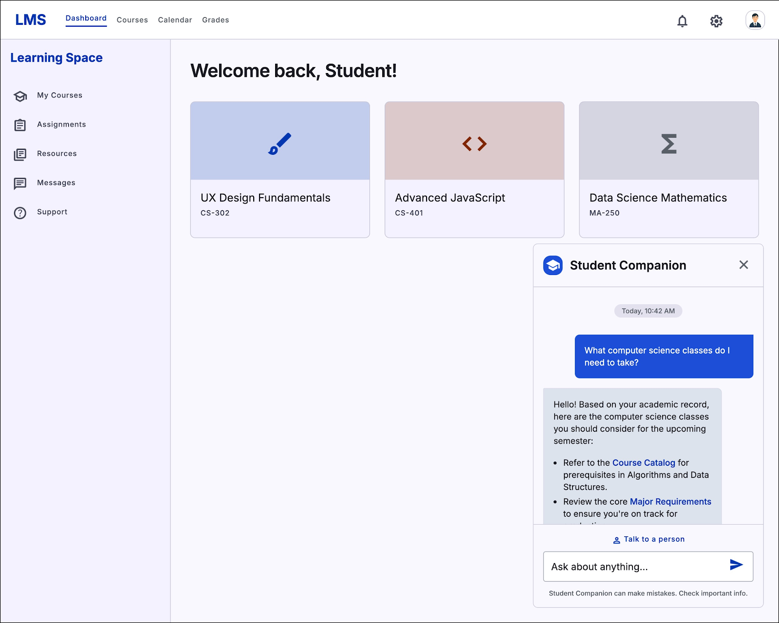 Academic Adviser Chat Interface